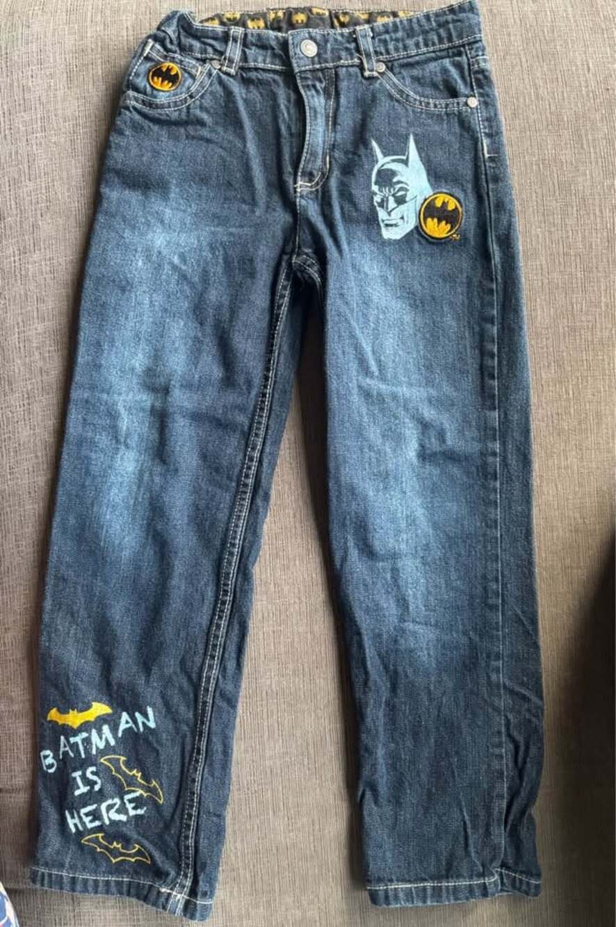 Vintage DC Comics Batman Boys Embroidered Graphic Denim Jeans Dark Wash Size 7